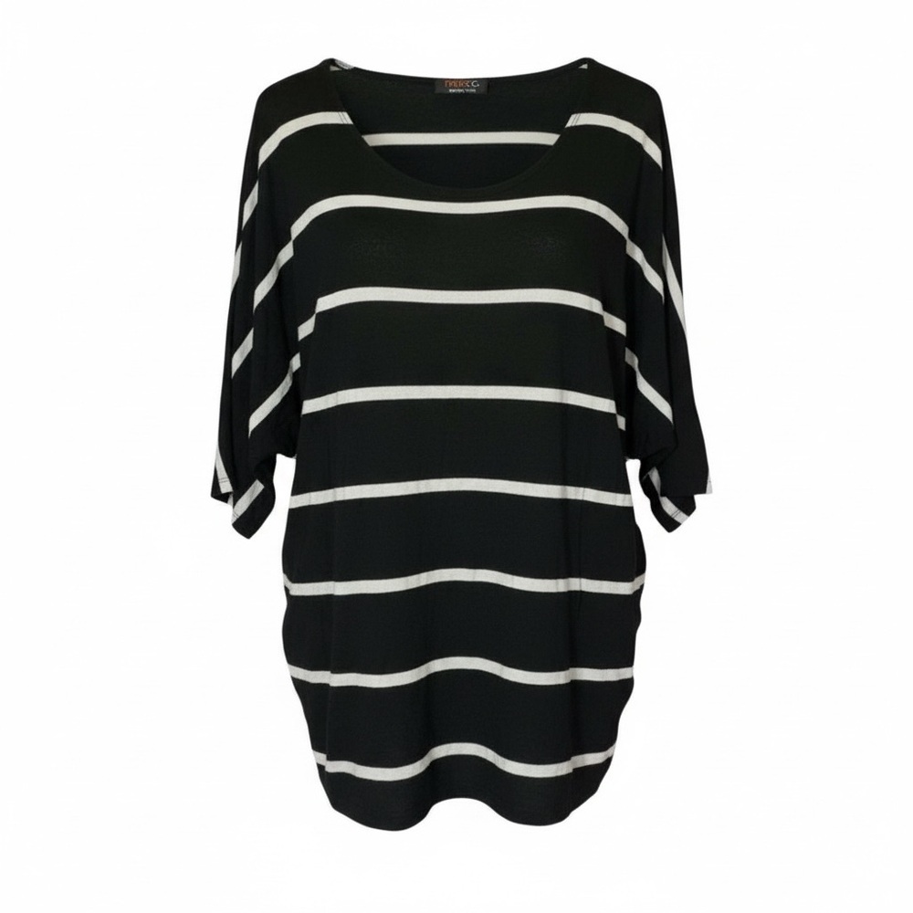 Renee C. Black & White Striped Top – Women’s Large/XL – Stretchy Soft Knit NWOT